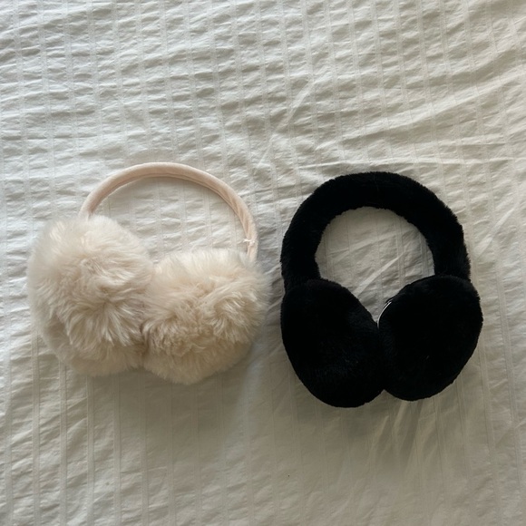 2 pairs of earmuffs, white & black, fit a small sized head - Picture 1 of 3